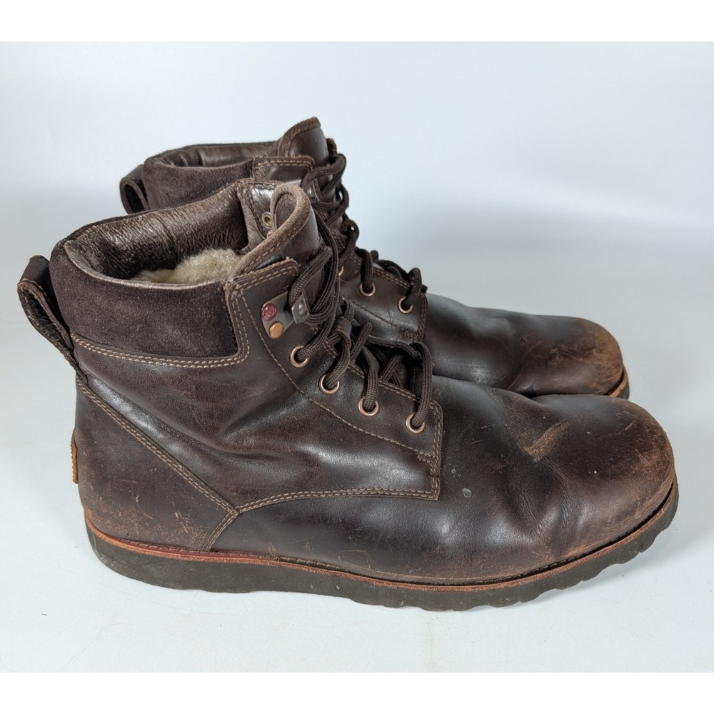 UGG Seton Stout Brown Leather Waterproof Boots Men's Size: 12 Vibram Sole